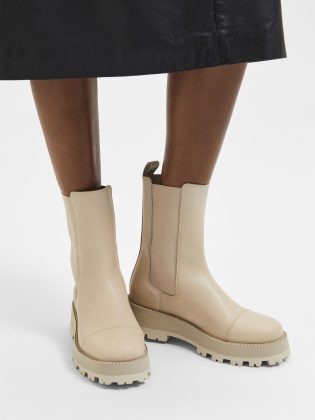 Selected Leder Chelsea Boots Schuhe Beige Prozentualer Rabatt Femme – 1